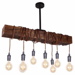 Whoselamp 8-Light Wood Beam
