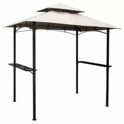 HIO 8 Ft. X 5 Ft. 2-Tier Steel Grill Gazebo With Shelves, Beige