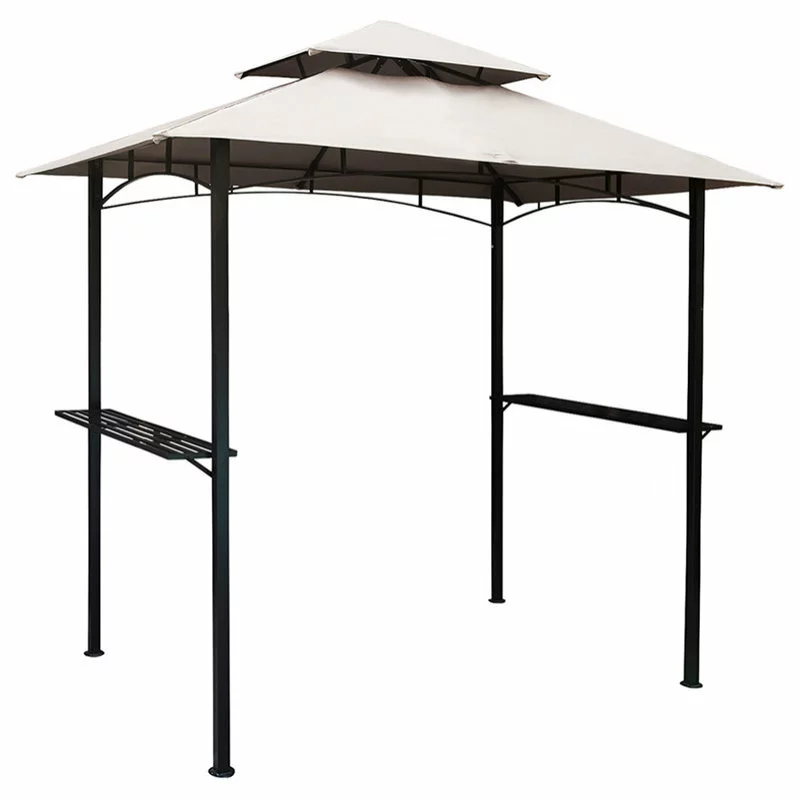 HIO 8 Ft. X 5 Ft. 2-Tier Steel Grill Gazebo With Shelves, Beige 1 HIO 8 Ft. X 5 Ft. 2-Tier Steel Grill Gazebo With Shelves, Beige