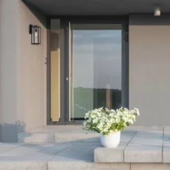 Globe Electric Bowery 1-Light Matte Black Indoor/Outdoor Wall Sconce With Clear Glass Shade -Ceiling Lighting Shop e7017df50c3917b5 0112 w800 h800 b0 p0