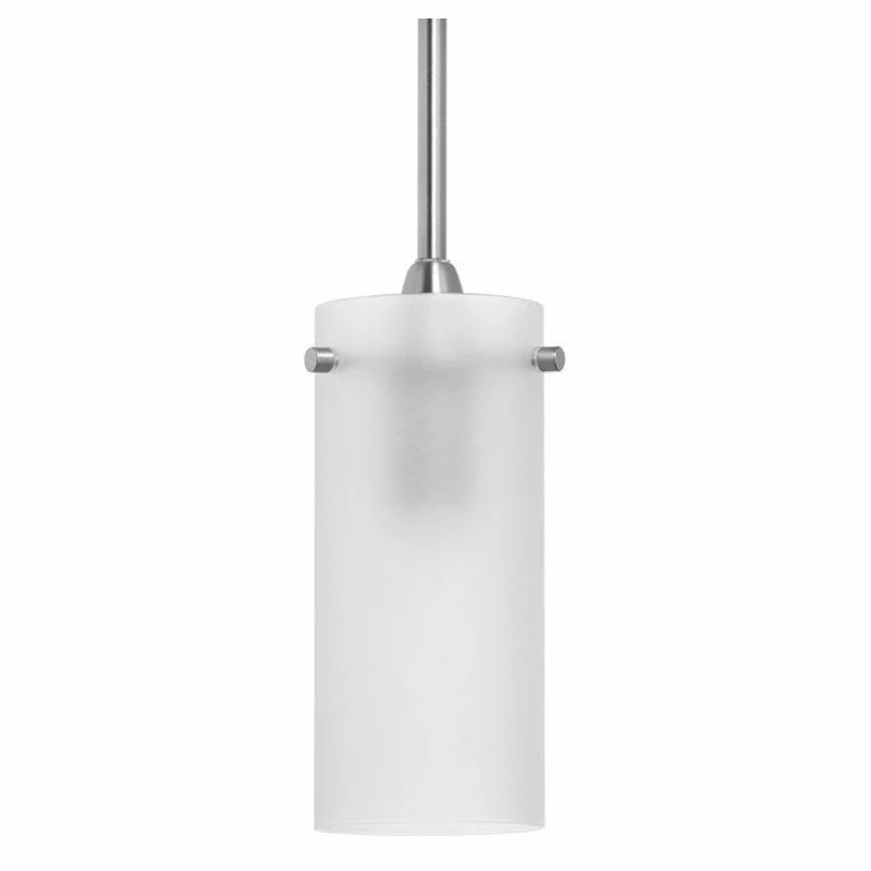 Linea Di Liara Effimero 1-Light Stem Hung Pendant Lamp, Frosted, Small, Brushed Nickel 1 Linea Di Liara Effimero 1-Light Stem Hung Pendant Lamp, Frosted, Small, Brushed Nickel