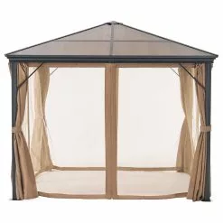 GDFStudio GDF Studio Bali Outdoor 10'x10' Aluminum Framed Gazebo With Curtains, Brown/Blac -Ceiling Lighting Shop e80138f702382cbd 8222 w800 h800 b1 p0