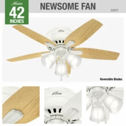 Hunter Fan Company 42" Newsome Low Profile Ceiling Fan With Light, Fresh White -Ceiling Lighting Shop e8414fa10f8fd3e9 6594 w800 h800 b0 p0