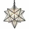 Ecopower Light LLC Moravian Star Pendant Light Star Glass Lights With Chain, Seeded Glass, 14"