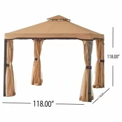 GDFStudio GDF Studio Sonoma Outdoor Gazebo Canopy With Net Drapery, Light Brown 11 GDFStudio GDF Studio Sonoma Outdoor Gazebo Canopy With Net Drapery, Light Brown -Ceiling Lighting Shop e951e2af02319c62 8202 w800 h800 b1 p0
