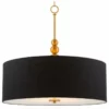 Kira Home Adelade 22" Drum Pendant Chandelier, Black Fabric Shade, Glass