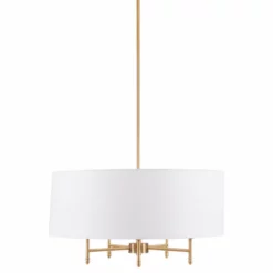 Olliix Hampton Hill Presidio 5-Light White Drum Shade Chandelier White/Gold