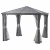 GDFStudio GDF Studio Bali Outdoor 10'x10' Aluminum Framed Gazebo With Curtains, Gray/Black
