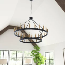 Aiwen 36-Light 47" Wagon Wheel Chandelier Candle Tiered Pendant Lighting, Black -Ceiling Lighting Shop eaa1e620017f6941 1434 w800 h800 b0 p0