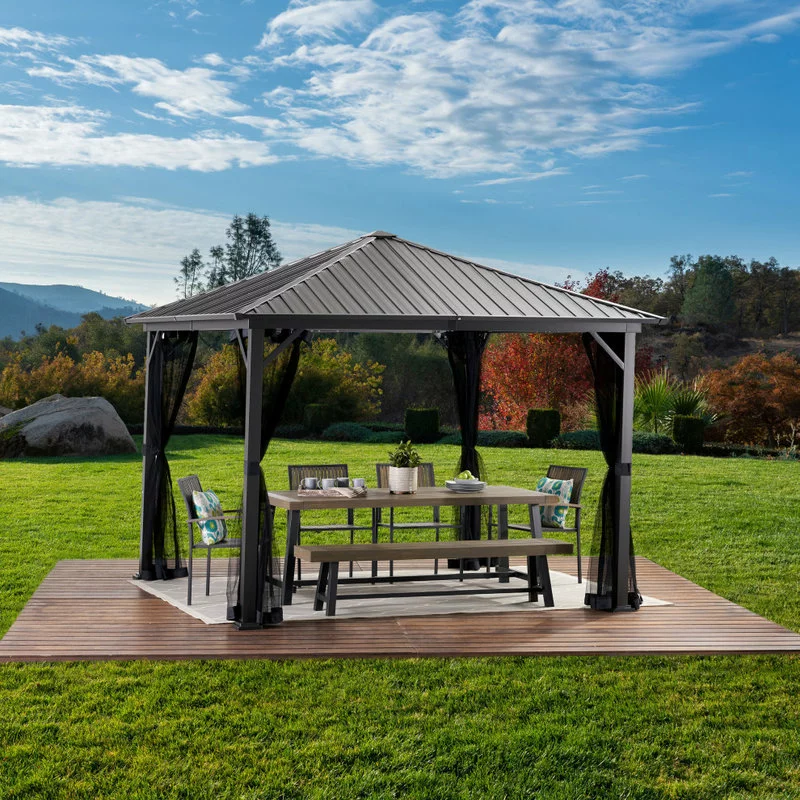 GDFStudio Hester Outdoor Modern Aluminum Hardtop Gazebo, Black 2 GDFStudio Hester Outdoor Modern Aluminum Hardtop Gazebo, Black - Image 2