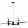 Edvivi Lighting 8-Light Black And Chrome Exposed Bulb Linear Chandelier