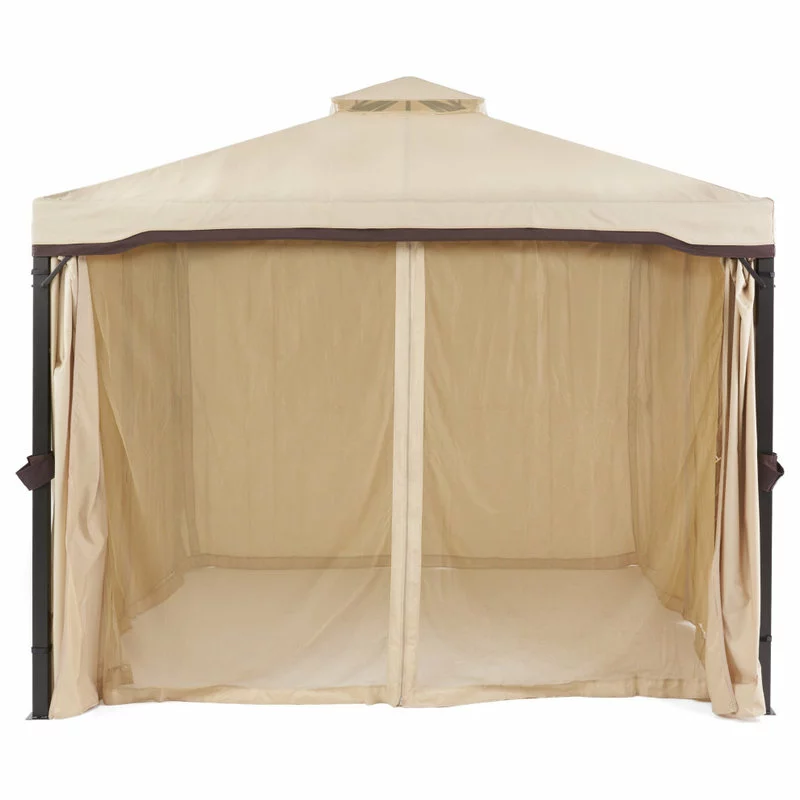 GDFStudio GDF Studio Sonoma Outdoor Gazebo Canopy With Net Drapery, Beige 10 GDFStudio GDF Studio Sonoma Outdoor Gazebo Canopy With Net Drapery, Beige - Image 10