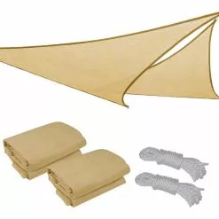 Yescom 2 Pack 11 Ft 97% UV Block Triangle Sun Shade Sail Canopy Pool Lawn Deck