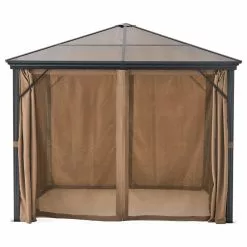GDFStudio GDF Studio Bali Outdoor 10'x10' Aluminum Framed Gazebo With Curtains, Brown/Blac -Ceiling Lighting Shop ed315a4f02382cba 8222 w800 h800 b1 p0