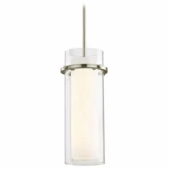 Destination Lighting Fab Satin Nickel Mini-Pendant Light With Cylindrical Shade