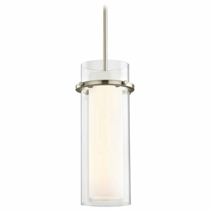 Destination Lighting Fab Satin Nickel Mini-Pendant Light With Cylindrical Shade 1 Destination Lighting Fab Satin Nickel Mini-Pendant Light With Cylindrical Shade