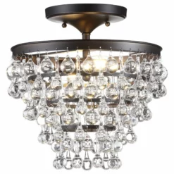 JONATHAN Y Toronto Metal, Crystal LED Flush Mount, Oil Rubbed Bronze, 13"