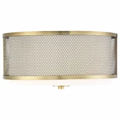 Helmsman Lighting Works 3-Light Flush Mount, Natural Brass