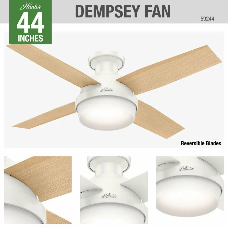 Hunter Fan Company 44" Dempsey Low Profile Ceiling Fan With Light + Remote, Fr 13 Hunter Fan Company 44" Dempsey Low Profile Ceiling Fan With Light + Remote, Fr - Image 13