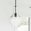 JONATHAN Y Watts 10.5" Glass, Metal LED Pendant, Oil Rubbed Bronze/Clear, Width: 10.5"
