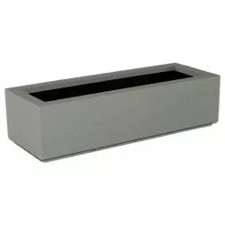 PolyStone Planters Milan Short Outdoor Trough Planter, Concrete Gray