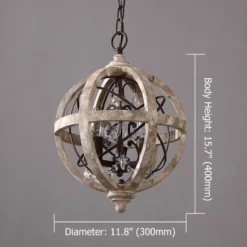 HOMARY Retro Rustic Weathered Wooden Globe Metal Orb Crystal 3-Light/5-Light Chandelier -Ceiling Lighting Shop ef31fbb50eec83c1 5215 w800 h800 b0 p0
