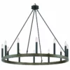 Vanity Art LLC Farmhouse Wagon Wheel 12-Light Chandelier, California Walnut/Classic Blac