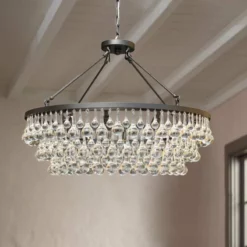 Lightupmyhome Celeste 32" Glass Drop Chandelier, Hanging Or Flush Mount, Black -Ceiling Lighting Shop ef61783f0303d5bf 5987 w800 h800 b0 p0