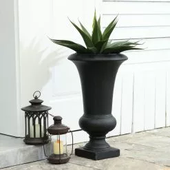 LuxenHome 22.75" H Black Slim MgO Urn Planter -Ceiling Lighting Shop eff1a74d03e402dc 8220 w800 h800 b0 p0