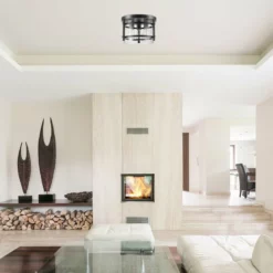 Globe Electric Wexford 3-Light Dark Bronze Semi-Flush Mount Ceiling Light, Clear Glass -Ceiling Lighting Shop f021d90f0bec955a 5740 w800 h800 b0 p0