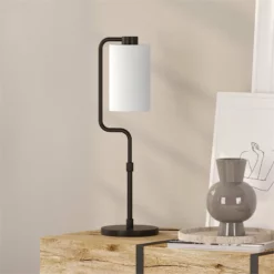 Henn&Hart 7" Blackened Bronze Metal/Fabric Table Lamp -Ceiling Lighting Shop f071cb2300ca2d7a 2448 w800 h800 b0 p0