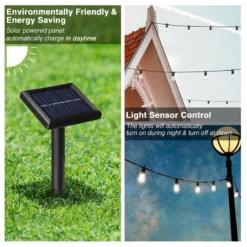 Yescom 48' Solar String Lights 15 LED Bulbs Outdoor Patio Bistro Wedding Christmas -Ceiling Lighting Shop f0d1467a0dd5198b 6287 w800 h800 b1 p0