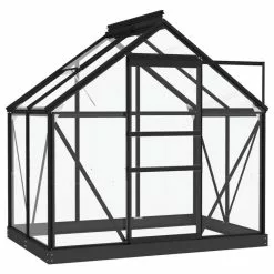 Vida XL International B.V. VidaXL Glass Greenhouse Anthracite 40.6" Aluminum Plant Nursery House Shed