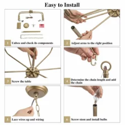 LNC Lighting LNC 8-Light Antique Gold Modern And Contemporary Linear Chaderlier 36"H 17 LNC Lighting LNC 8-Light Antique Gold Modern And Contemporary Linear Chaderlier 36"H -Ceiling Lighting Shop f14117e703230afa 1909 w800 h800 b1 p0