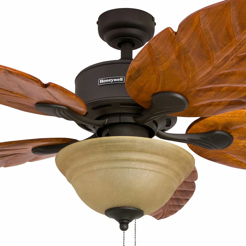Honeywell Ceiling Fans Honeywell Sabal Palm Bronze Ceiling Fan With Light, Carved Wood Blades, Bronze 5 Honeywell Ceiling Fans Honeywell Sabal Palm Bronze Ceiling Fan With Light, Carved Wood Blades, Bronze - Image 5