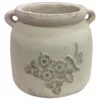 Goodmanandwife Heavy Hand Pressed Ancient Stressed Terracotta Flower Pot, Vintage White