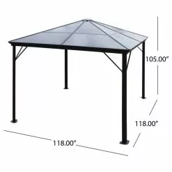 GDFStudio GDF Studio Halley Outdoor 10'x10' Aluminum Framed Gazebo, No Curtains, Black -Ceiling Lighting Shop f401813b0f90751a 3612 w800 h800 b1 p0
