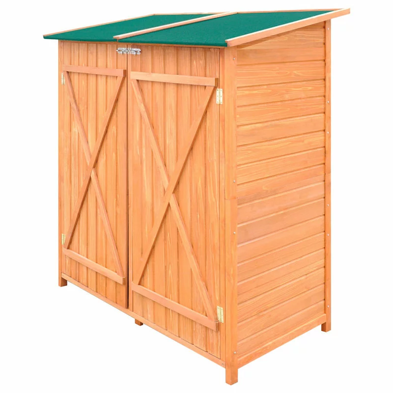 Vida XL International B.V. VidaXL Outdoor Wooden Storage Shed W/ Stool Backyard Garden Tool Organizer 1 Vida XL International B.V. VidaXL Outdoor Wooden Storage Shed W/ Stool Backyard Garden Tool Organizer