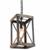 LNC Lighting LNC 1-Light Foyer Farmhouse Rustic Cage Wood Pendant Hanging Lantern Chandeliers