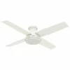 Hunter Fan Company 52" Dempsey Low Profile Ceiling Fan + Remote, Fresh White