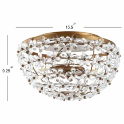JONATHAN Y Isabelle 15.5" Metal And Acrylic Led Flush Mount, Antique Gold -Ceiling Lighting Shop f50179830f7630bd 8070 w800 h800 b1 p0