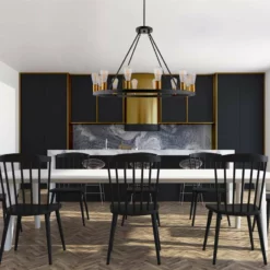 Kira Home Jericho 36" Rustic Farmhouse Wagon Wheel Chandelier, Round Kitchen -Ceiling Lighting Shop f561072c0de6ac07 8480 w800 h800 b0 p0