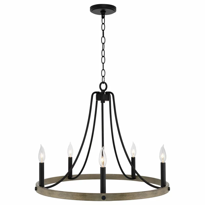 Kira Home Fairbrook 24.5" Rustic Farmhouse Wagon Wheel Chandelier, Round Kitchen 5 Kira Home Fairbrook 24.5" Rustic Farmhouse Wagon Wheel Chandelier, Round Kitchen - Image 5