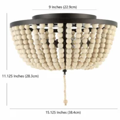 JONATHAN Y Allison Wood Beaded LED Flush Mount, Antique Gold, Cream, 15", Oil Rubbed Bronze -Ceiling Lighting Shop f65109f1039b6c95 6030 w800 h800 b1 p0