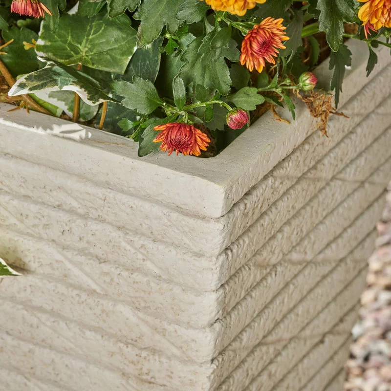 GDFStudio GDF Studio Hedy Square Lightweight Concrete Garden Decorative Urn Planter, Antiq 3 GDFStudio GDF Studio Hedy Square Lightweight Concrete Garden Decorative Urn Planter, Antiq - Image 3