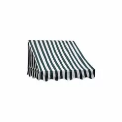 Aleko Products Window Awning Door Canopy, Green, White Stripes, 8'x2'