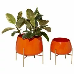 Brimfield & May Modern Orange Metal Planter 51975
