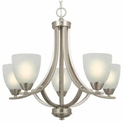 Kira Home Weston 24" Hanging Chandelier, Alabaster Glass Shades, Adjustable