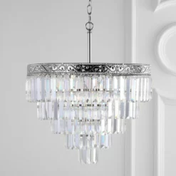 JONATHAN Y Wyatt 2-Light Crystal LED Chandelier, Polished Nickel/ Clear, Width: 20" -Ceiling Lighting Shop f9c1336b0f76346e 5980 w800 h800 b0 p0