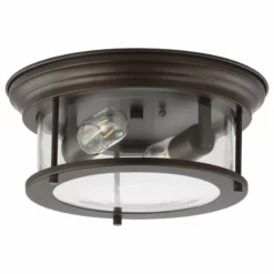 JONATHAN Y Lauren 13.25" Metal And Glass Led Flush Mount, Oil Rubbed Bronze/Clear -Ceiling Lighting Shop fab1eadd0387c04d 5430 w800 h800 b1 p0